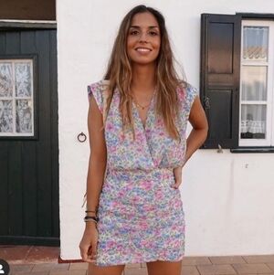 NWOT Zara Floral Draped Ruched Dress